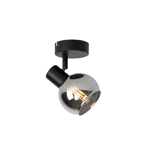 Qazqa - Art Deco Art Deco Spot schwarz mit Rauchglas - Vidro I Wohnzimmer I Schlafzimmer - Rund - LED geeignet E14 Qazqa - Art Deco Art Deco Spot schwarz mit Rauchglas - Vidro I Wohnzimmer I Schlafzimmer - Rund - LED geeignet E14 von Qazqa