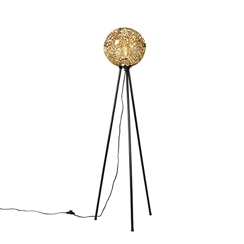 Qazqa - Art Deco Art Deco Stativ-Stehlampe Gold I Messing - Maro I Wohnzimmer I Schlafzimmer - Aluminium Kugel I Kugelförmig - LED geeignet E27 von Qazqa