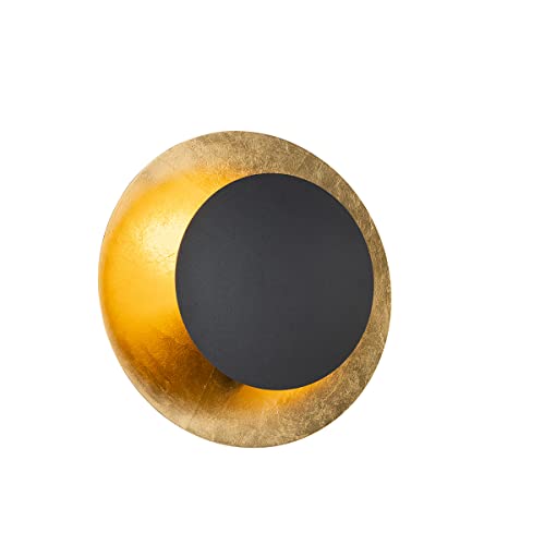 Qazqa - Art Deco Art-Deco-Wandleuchte schwarz mit Gold I Messing - Emilienne I Wohnzimmer I Schlafzimmer - Stahl Rund - LED geeignet E27 Qazqa - Art Deco Art-Deco-Wandleuchte schwarz mit Gold I Messing - Emilienne I Wohnzimmer I Schlafzimmer - Stahl Rund - LED geeignet E27 von Qazqa