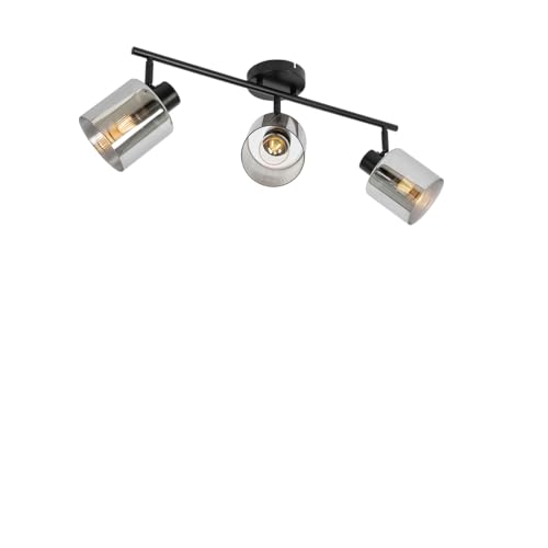Qazqa - Art Deco Deckenstrahler schwarz mit Rauchglas 3-flammig Spotbalken-flammig verstellbar - Laura I Wohnzimmer I Schlafzimmer - Länglich - LED geeignet E27 Qazqa - Art Deco Deckenstrahler schwarz mit Rauchglas 3-flammig Spotbalken-flammig verstellbar - Laura I Wohnzimmer I Schlafzimmer - Länglich - LED geeignet E27 von Qazqa