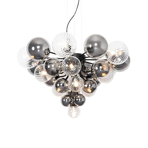 Qazqa - Art Deco Hängelampe I Pendellampe I Pendelleuchte schwarz mit Rauch und klarem Glas 13 Lichter - Bonnie I Wohnzimmer I Schlafzimmer - Rund - LED geeignet G9 Qazqa - Art Deco Hängelampe I Pendellampe I Pendelleuchte schwarz mit Rauch und klarem Glas 13 Lichter - Bonnie I Wohnzimmer I Schlafzimmer - Rund - LED geeignet G9 von Qazqa