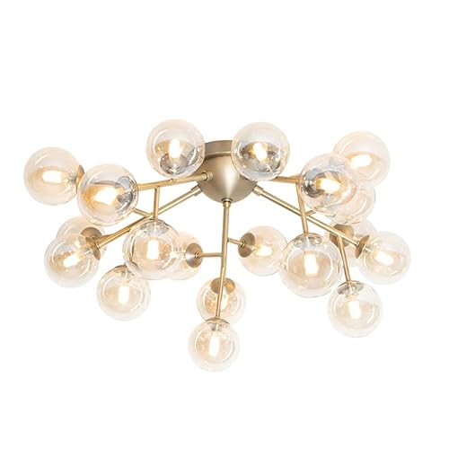 Qazqa - Art Deco Moderne Deckenleuchte I Deckenlampe I Lampe I Leuchte Bronze mit Bernsteinglas 20 Lichter - Bianca I Wohnzimmer I Schlafzimmer - Rund - LED geeignet G9 Qazqa - Art Deco Moderne Deckenleuchte I Deckenlampe I Lampe I Leuchte Bronze mit Bernsteinglas 20 Lichter - Bianca I Wohnzimmer I Schlafzimmer - Rund - LED geeignet G9 von Qazqa