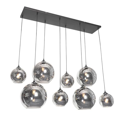 Qazqa - Art Deco Smarte Hängelampe I Pendellampe I Pendelleuchte schwarz mit Rauchglas inkl. 8 WiFi G95 - Sandra Dimmer I Dimmbar I Wohnzimmer I Schlafzimmer - Länglich - LED geeignet E27 Qazqa - Art Deco Smarte Hängelampe I Pendellampe I Pendelleuchte schwarz mit Rauchglas inkl. 8 WiFi G95 - Sandra Dimmer I Dimmbar I Wohnzimmer I Schlafzimmer - Länglich - LED geeignet E27 von Qazqa