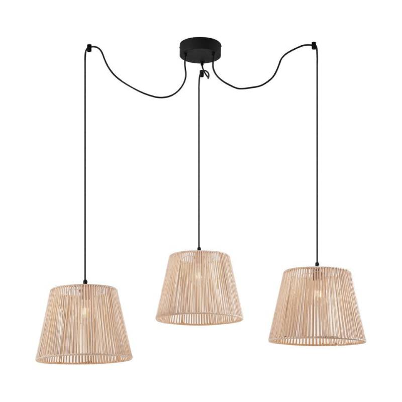 Qazqa Außen-Deckenleuchte Cava, ohne Leuchtmittel, E27, Beige, Japandi, Seil, 3-flammig von Qazqa