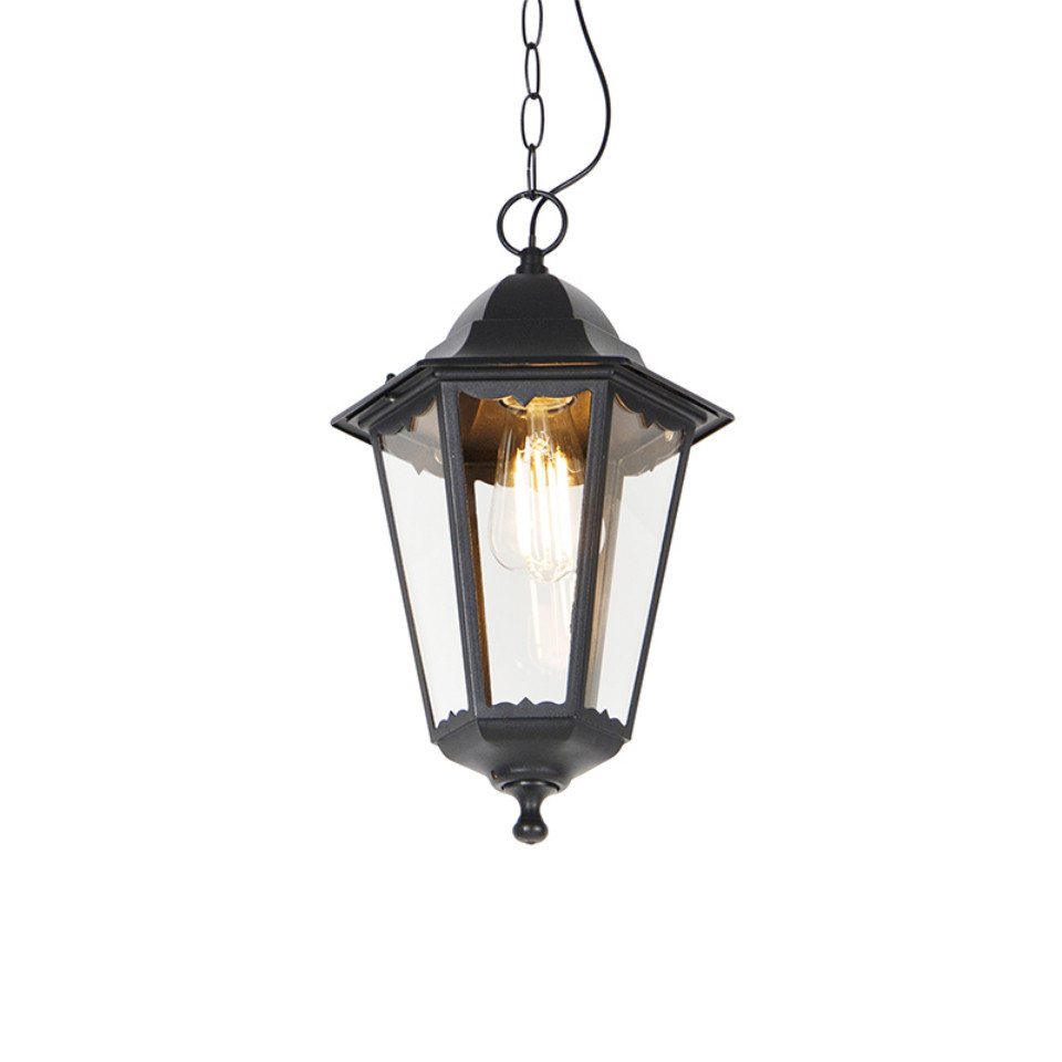 Qazqa Außen-Deckenleuchte Havana, ohne Leuchtmittel, E27, Schwarz, Klassisch / Antik, Aluminium, 1-flammig von Qazqa