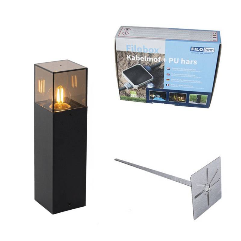 Qazqa Außen-Stehlampe Denmark, ohne Leuchtmittel, E27, Schwarz, Modern, Aluminium, 1-flammig Qazqa Außen-Stehlampe Denmark, ohne Leuchtmittel, E27, Schwarz, Modern, Aluminium, 1-flammig von Qazqa