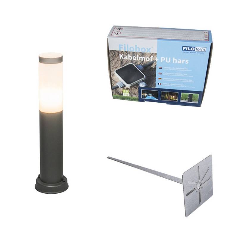 Qazqa Außen-Stehlampe Rox, ohne Leuchtmittel, E27, Dunkelgrau, Modern, Edelstahl, 1-flammig von Qazqa