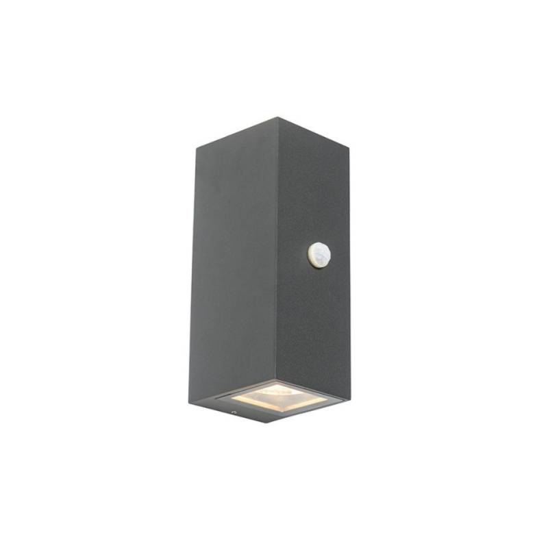 Qazqa Außen-Wandleuchte Baleno, ohne Leuchtmittel, GU10, Dunkelgrau, Modern, Aluminium, 2-flammig von Qazqa