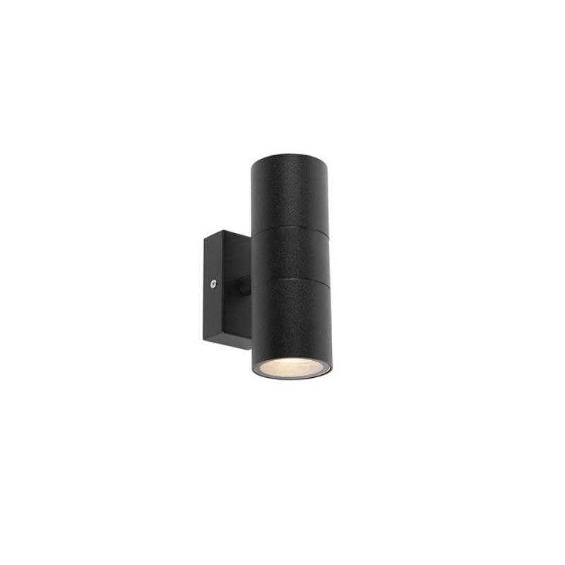 Qazqa Außen-Wandleuchte Duo, ohne Leuchtmittel, GU10, Schwarz, Modern, Edelstahl, 2-flammig von Qazqa