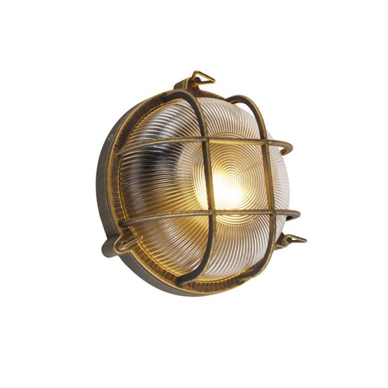 Qazqa Außen-Wandleuchte Nautica, ohne Leuchtmittel, E27, Gold/Messing, Industrie, Aluminium, 1-flammig von Qazqa
