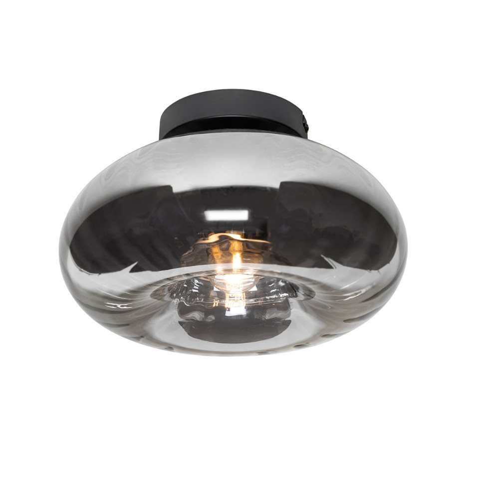 Qazqa Deckenleuchte Ayesha, ohne Leuchtmittel, E27, Schwarz, Art Deco, Glas, 1-flammig von Qazqa