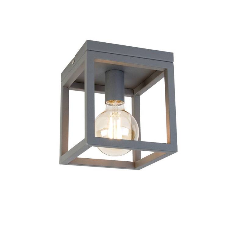 Qazqa Deckenleuchte Cage, LED wechselbar, E27, Dunkelgrau, Modern, Stahl, 1-flammig von Qazqa