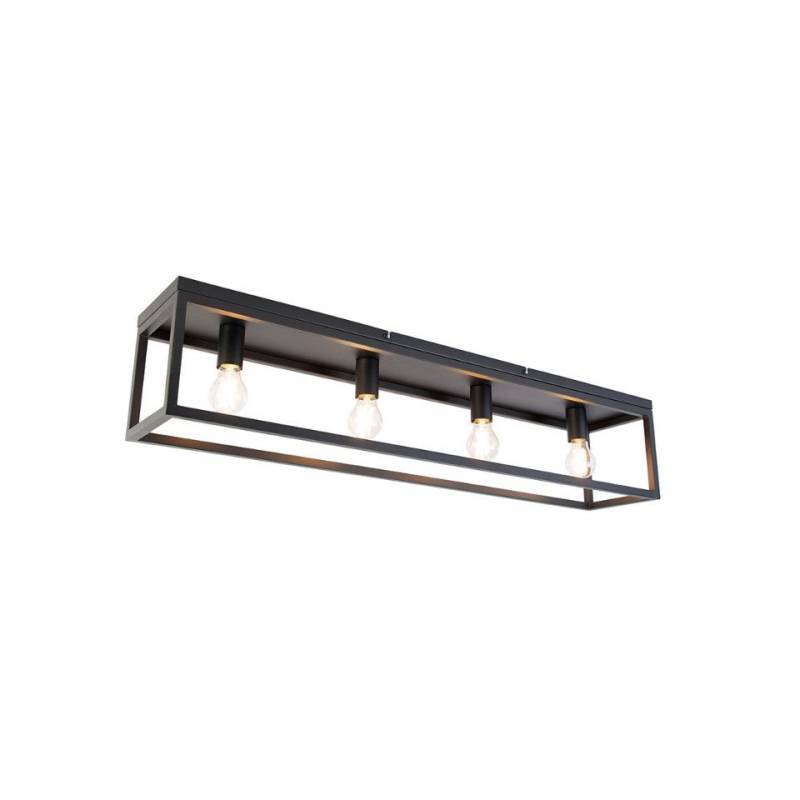 Qazqa Deckenleuchte Cage, LED wechselbar, E27, Schwarz, Industrie, Stahl, 4-flammig Qazqa Deckenleuchte Cage, LED wechselbar, E27, Schwarz, Industrie, Stahl, 4-flammig von Qazqa