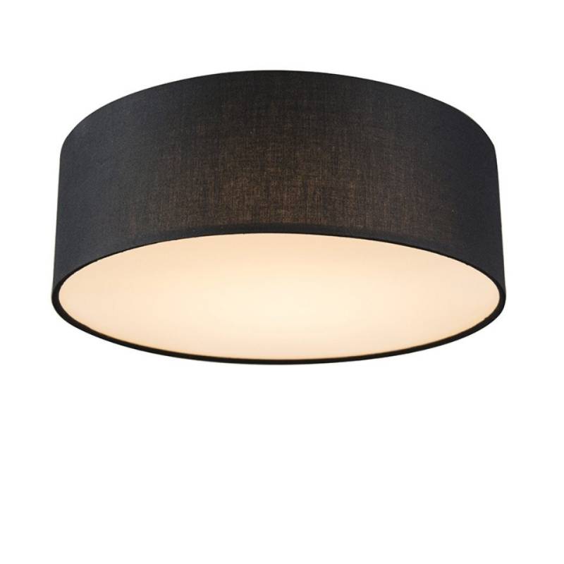 Qazqa Deckenleuchte Drum led, LED fest integriert, (nicht austauschbare) LED, Schwarz, Modern, Textil, 1-flammig von Qazqa