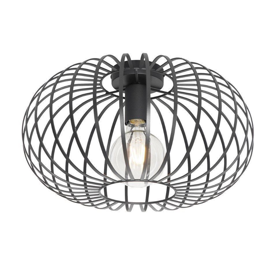 Qazqa Deckenleuchte Johanna, LED wechselbar, E27, Schwarz, Design, Stahl, 1-flammig Qazqa Deckenleuchte Johanna, LED wechselbar, E27, Schwarz, Design, Stahl, 1-flammig von Qazqa
