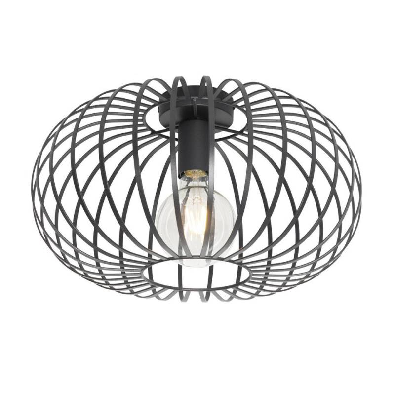 Qazqa Deckenleuchte Johanna, LED wechselbar, E27, Schwarz, Design, Stahl, 1-flammig von Qazqa