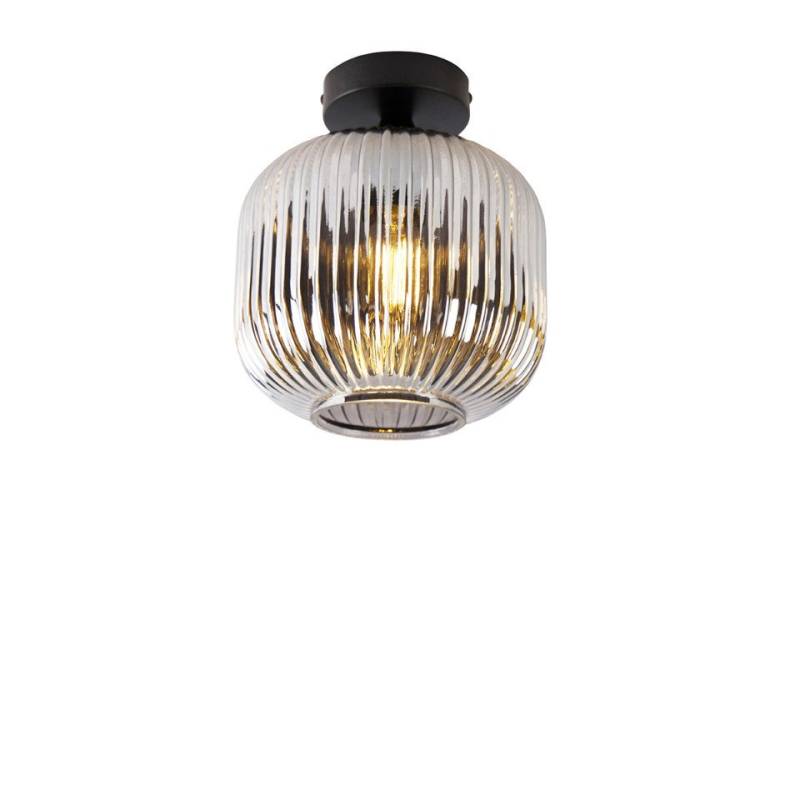 Qazqa Deckenleuchte Karel, LED wechselbar, E27, Schwarz, Art Deco, Glas, 1-flammig von Qazqa