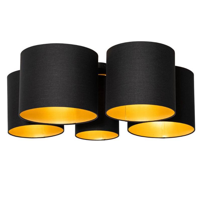Qazqa Deckenleuchte Multidrum, ohne Leuchtmittel, E27, Schwarz, Modern, Textil, 5-flammig von Qazqa