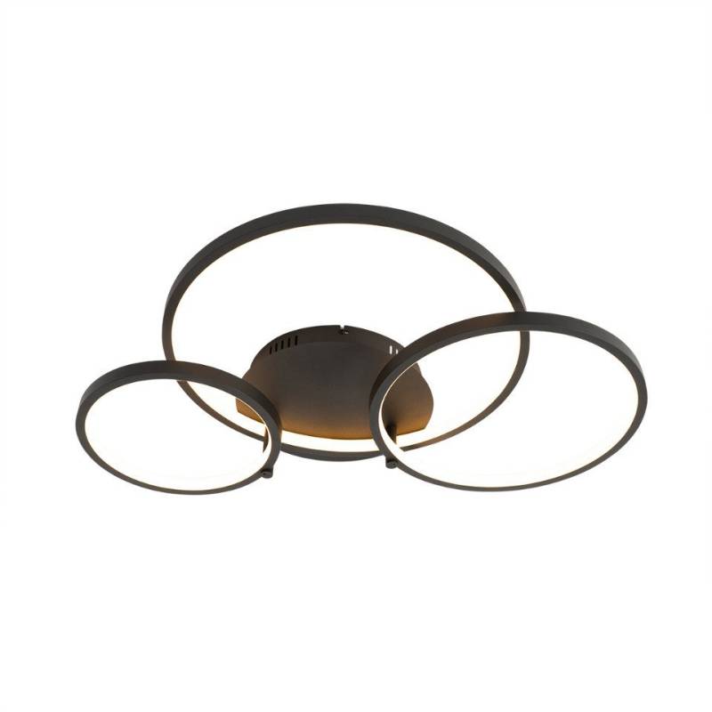Qazqa Deckenleuchte Rondas, LED fest integriert, (nicht austauschbare) LED, Schwarz, Design, Stahl, 3-flammig von Qazqa