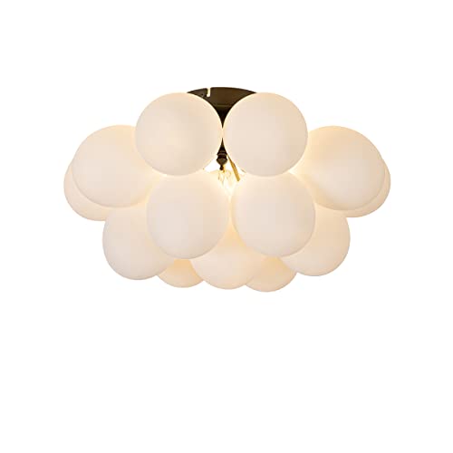 Qazqa - Design Art-Deco-Deckenleuchte I Deckenlampe I Lampe I Leuchte schwarz mit Opalglas 4-flammig – Uvas I Wohnzimmer I Schlafzimmer - Kugel I Kugelförmig - LED geeignet G9 von Qazqa