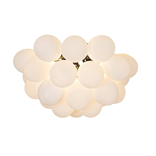 Qazqa - Design Art-Deco-Deckenleuchte I Deckenlampe I Lampe I Leuchte schwarz mit Opalglas 6-flammig - Uvas I Wohnzimmer I Schlafzimmer - Kugel I Kugelförmig - LED geeignet G9 Qazqa - Design Art-Deco-Deckenleuchte I Deckenlampe I Lampe I Leuchte schwarz mit Opalglas 6-flammig - Uvas I Wohnzimmer I Schlafzimmer - Kugel I Kugelförmig - LED geeignet G9 von Qazqa