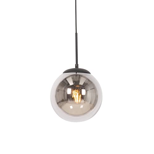 Qazqa - Design Art Deco Hängelampe I Pendellampe I Pendelleuchte schwarz mit Rauchglas - Flore I Wohnzimmer I Schlafzimmer - Stahl Kugel I Kugelförmig I Länglich - LED geeignet E27 Qazqa - Design Art Deco Hängelampe I Pendellampe I Pendelleuchte schwarz mit Rauchglas - Flore I Wohnzimmer I Schlafzimmer - Stahl Kugel I Kugelförmig I Länglich - LED geeignet E27 von Qazqa