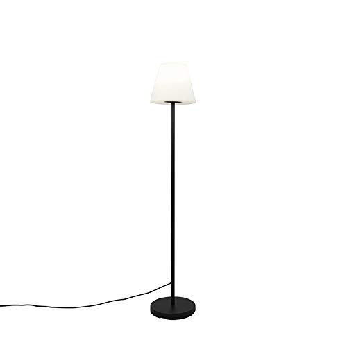 QAZQA - Design Außen Stehlampe schwarz mit weißem Schirm IP65 25 cm - Virginia I Außenbeleuchtung - Stahl Länglich - LED geeignet E27 von Qazqa