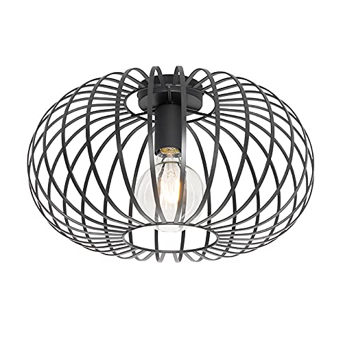 Qazqa - Design Deckenleuchte I Deckenlampe I Lampe I Leuchte schwarz 39 cm - Johanna I Wohnzimmer I Schlafzimmer - Stahl Rund - LED geeignet E27 Qazqa - Design Deckenleuchte I Deckenlampe I Lampe I Leuchte schwarz 39 cm - Johanna I Wohnzimmer I Schlafzimmer - Stahl Rund - LED geeignet E27 von Qazqa