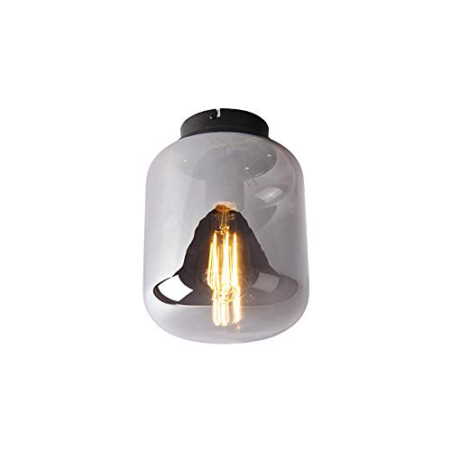 Qazqa - Design Deckenleuchte I Deckenlampe I Lampe I Leuchte schwarz mit Rauchglas - Bliss I Wohnzimmer I Schlafzimmer - Rund - LED geeignet E27 Qazqa - Design Deckenleuchte I Deckenlampe I Lampe I Leuchte schwarz mit Rauchglas - Bliss I Wohnzimmer I Schlafzimmer - Rund - LED geeignet E27 von Qazqa