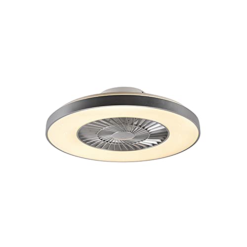 Qazqa - Design Deckenventilator mit beleuchtung Silber mit Sterneneffekt 60cm inkl. LED Dimmbar mit Fernbedienung - Climo Dimmer I Dimmbar I Schlafzimmer - Kunststoff Rund - I LE Qazqa - Design Deckenventilator mit beleuchtung Silber mit Sterneneffekt 60cm inkl. LED Dimmbar mit Fernbedienung - Climo Dimmer I Dimmbar I Schlafzimmer - Kunststoff Rund - I LE von Qazqa