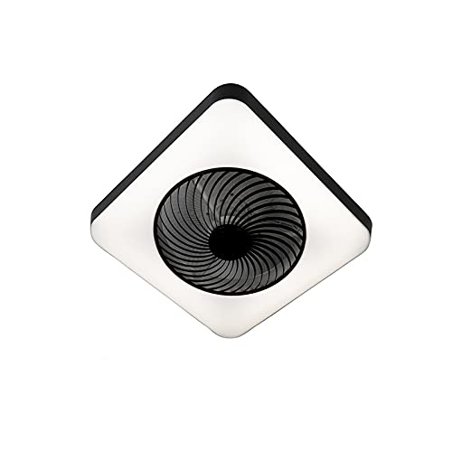 Qazqa - Design Deckenventilator mit beleuchtung quadratisch schwarz inkl. LED dimmbar - Climo Dimmer I Dimmbar I Schlafzimmer - Kunststoff Quadratisch - I LED von Qazqa