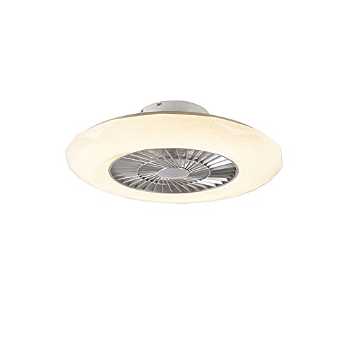 Qazqa - Design Deckenventilator mit beleuchtung silber inkl. LED mit dimmbarem Sterneffekt - Clima Dimmer I Dimmbar I Schlafzimmer - Kunststoff Rund - I LED von Qazqa