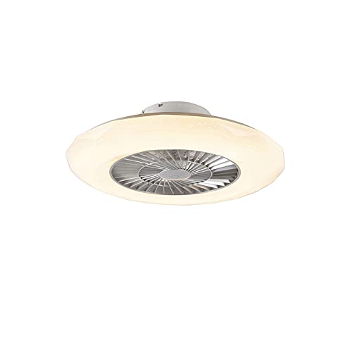 Qazqa - Design Deckenventilator mit beleuchtung Silber mit Sterneneffekt 59cm inkl. LED Dimmbar mit Fernbedienung - Clima Dimmer I Dimmbar I Schlafzimmer - Kunststoff Rund - I LE Qazqa - Design Deckenventilator mit beleuchtung Silber mit Sterneneffekt 59cm inkl. LED Dimmbar mit Fernbedienung - Clima Dimmer I Dimmbar I Schlafzimmer - Kunststoff Rund - I LE von Qazqa