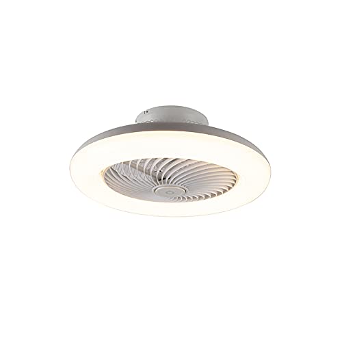 Qazqa - Design Deckenventilator mit beleuchtung weiß inkl. LED dimmbar - Clima Dimmer I Dimmbar I Wohnzimmer I Schlafzimmer - Kunststoff Rund - I LED von Qazqa