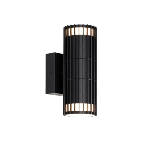 Qazqa - Design Design-Außen Wandleuchte schwarz 2-Licht IP44 - Boris I Außenbeleuchtung - Aluminium Rund - LED geeignet GU10 von Qazqa