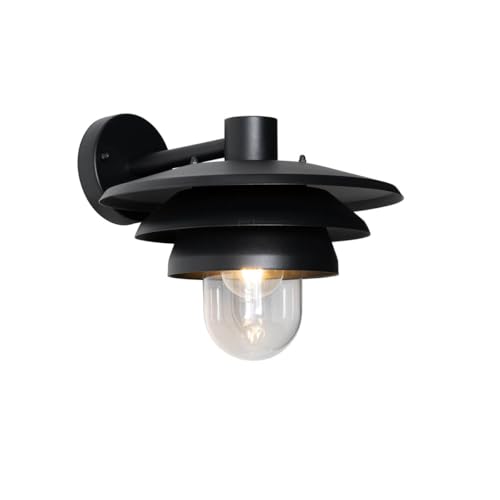Qazqa - Design Design-Außen Wandleuchte schwarz IP44 - Morty I Außenbeleuchtung - Stahl Rund - LED geeignet E27 von Qazqa