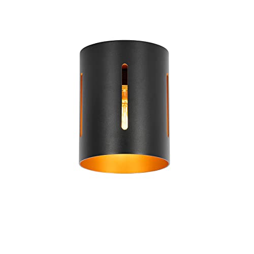 Qazqa - Design Design-Deckenlampe schwarz mit Gold I Messingenem Interieur - Yana I Wohnzimmer I Schlafzimmer - Aluminium Zylinder - LED geeignet E27 Qazqa - Design Design-Deckenlampe schwarz mit Gold I Messingenem Interieur - Yana I Wohnzimmer I Schlafzimmer - Aluminium Zylinder - LED geeignet E27 von Qazqa