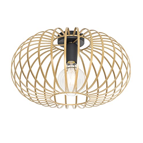 Qazqa - Design Design-Deckenleuchte I Deckenlampe I Lampe I Leuchte Gold I Messing 39 cm - Johanna I Wohnzimmer I Schlafzimmer - Stahl Rund - LED geeignet E27 von Qazqa