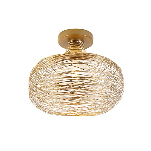 Qazqa - Design Deckenleuchte I Deckenlampe I Lampe I Leuchte Gold I Messing stahl I nickel matt - Sarella I Wohnzimmer I Schlafzimmer - Stahl Rund - LED geeignet E27 von Qazqa