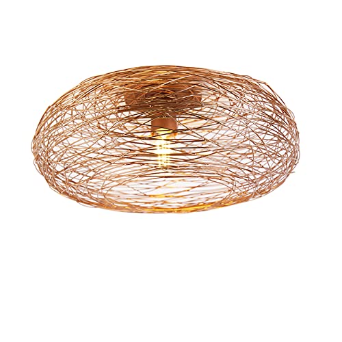 Qazqa - Design Design-Deckenleuchte I Deckenlampe I Lampe I Leuchte Kupfer oval - Sarella I Wohnzimmer I Schlafzimmer - Stahl Rund - LED geeignet E27 von Qazqa