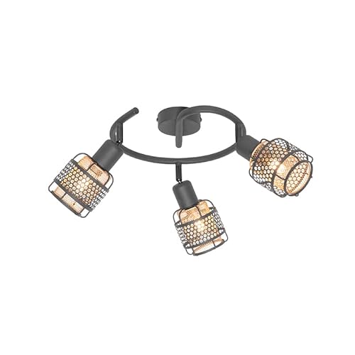 QAZQA - Design Design-Deckenleuchte I Deckenlampe I Lampe I Leuchte Schwarz mit Gold I Messing 3-flammig Spotbalken-flammig rund - Noud I Wohnzimmer I Schlafzimmer - Stahl Rund - LED geeignet E14 von Qazqa