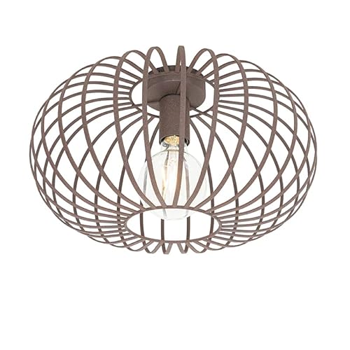 Qazqa - Design Design-Deckenleuchte I Deckenlampe I Lampe I Leuchte rostbraun 39 cm - Johanna I Wohnzimmer I Schlafzimmer - Stahl Rund - LED geeignet E27 von Qazqa