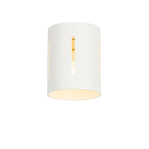 Qazqa - Design Design-Deckenleuchte I Deckenlampe I Lampe I Leuchte weiß mit Lichteffekt - Yana I Wohnzimmer I Schlafzimmer - Aluminium Zylinder - LED geeignet E27 von Qazqa