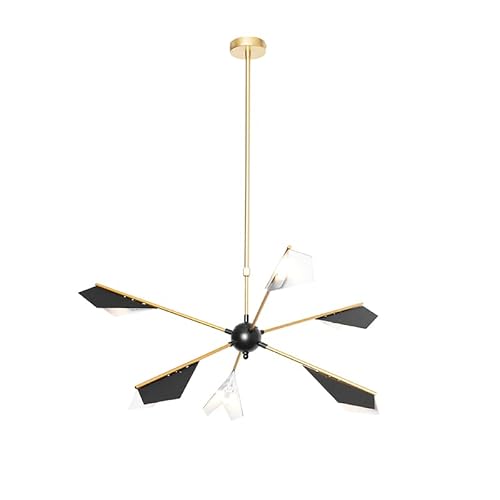 Qazqa - Design Design-Hängelampe I Pendellampe I Pendelleuchte Schwarz mit Gold I Messing 6-flammig - Sinem I Wohnzimmer I Schlafzimmer - Stahl Länglich - LED geeignet G9 von Qazqa