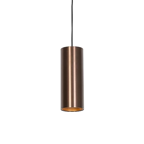 Qazqa - Design Hängelampe I Pendellampe I Pendelleuchte Dunkelbronze GU10 50mm - Tubo I Wohnzimmer I Schlafzimmer - Aluminium Zylinder - LED geeignet GU10 von Qazqa