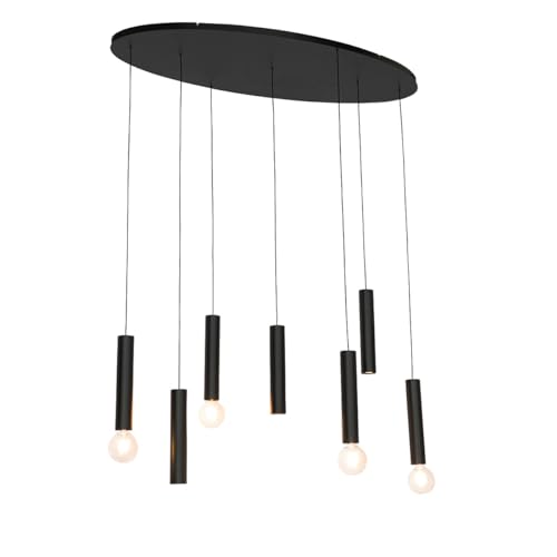 Qazqa - Design Design-Hängelampe I Pendellampe I Pendelleuchte schwarz oval 7-flammig - TubaI 4-flammig I Wohnzimmer I Schlafzimmer - Stahl Oval - LED geeignet E27 Qazqa - Design Design-Hängelampe I Pendellampe I Pendelleuchte schwarz oval 7-flammig - TubaI 4-flammig I Wohnzimmer I Schlafzimmer - Stahl Oval - LED geeignet E27 von Qazqa
