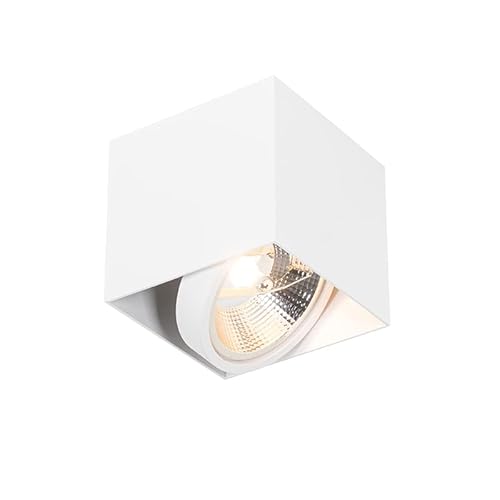 QAZQA - Design AufbauWand Spot I Spotlight I Deckenspot I Deckenstrahler I Strahler I Lampe I Leuchte Weiß Quadratisch GU10 111mm - Box I Wohnzimmer I Schlafzimmer - Aluminium Quadratisch - LED geeign von Qazqa