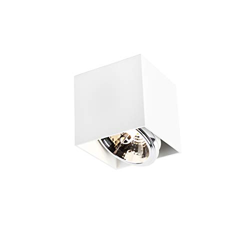 Qazqa - Design Design-Spot weiß quadratisch - Box I Wohnzimmer I Schlafzimmer - Aluminium Würfel - LED geeignet G9 von Qazqa