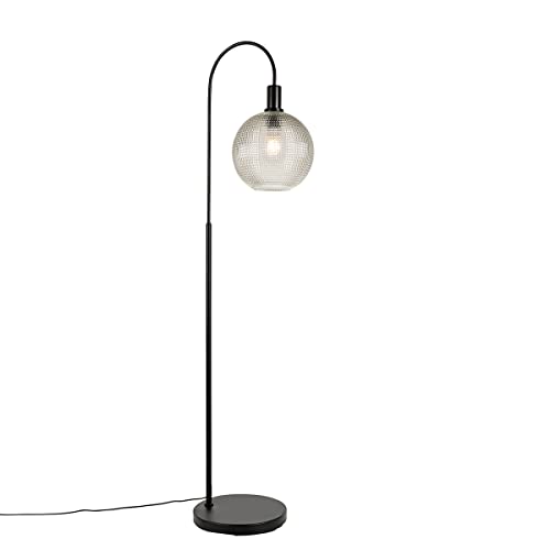 Qazqa - Design Design-Stehlampe schwarz mit Rauchglas - Chico I Wohnzimmer I Schlafzimmer - Länglich - LED geeignet E27 von Qazqa