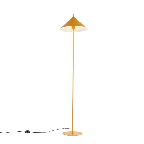 Qazqa - Design Design-Stehleuchte I Stehlampe I Standleuchte I Lampe I Leuchte Gelb Dreieck - Triangolo I Wohnzimmer I Schlafzimmer - Stahl Rund - LED geeignet E27 von Qazqa